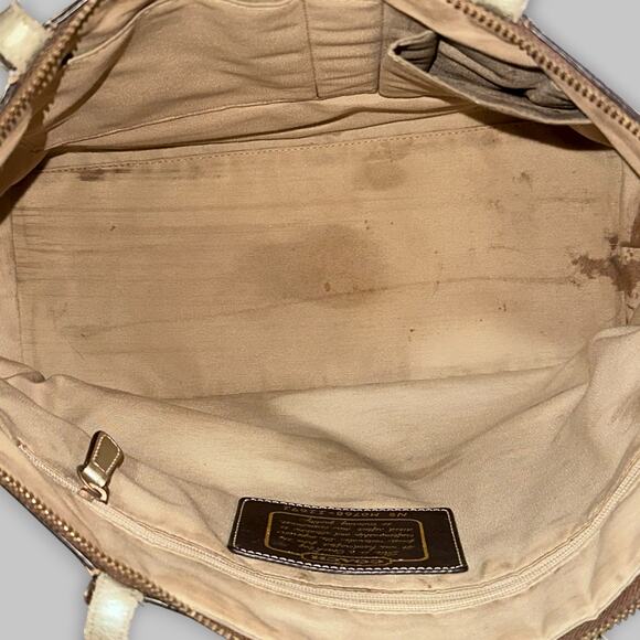 Coach Signature Jacquard Beige & Brown Tote Bag - Picture 5 of 6